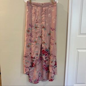 Angie high-low pink floral skirt